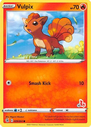 Vulpix - 029/264 (#13 Cinderace Stamped) - Battle Academy 2022 Normal