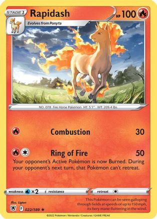 Rapidash 022/189 - SWSH10 Astral Radiance Reverse Holofoil - Rare