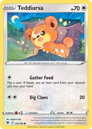 Teddiursa 122/189 - SWSH10 Astral Radiance Reverse Holofoil - Common
