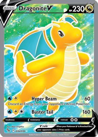 Dragonite V (Full Art) (76/078) - Pokemon GO Holofoil - Ultra Rare