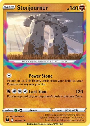 Stonjourner 111/196 - SWSH11 Lost Origin Reverse Holofoil - Rare
