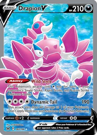 Drapion V (Full Art) 182/196 - SWSH11 Lost Origin Holofoil - Ultra Rare