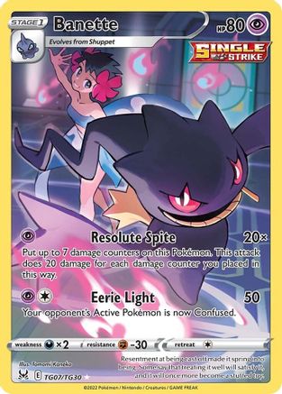 Banette TG07/TG30 - SWSH11 Lost Origin Trainer Gallery Holofoil - Ultra Rare
