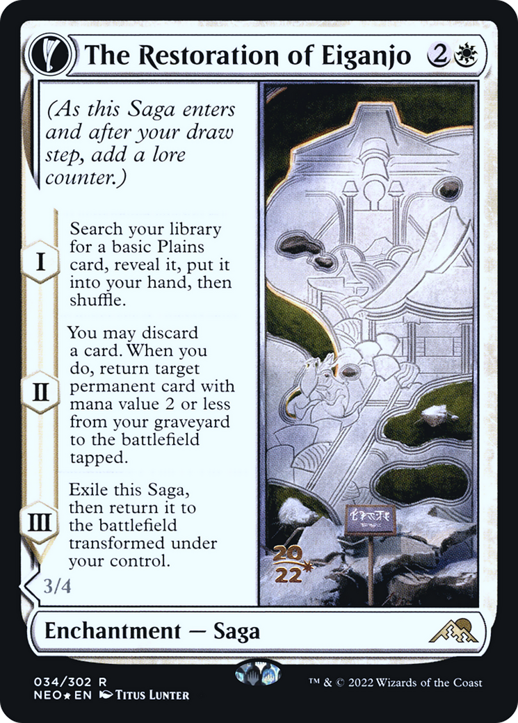 The Restoration of Eiganjo (PRE-034) - Kamigawa: Neon Dynasty Promos: (fandfc) Foil