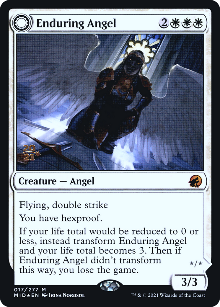 Enduring Angel // Angelic Enforcer (PRE-17S) - Innistrad: Midnight Hunt Promos: (Double Faced Transform) (Prerelease) Foil