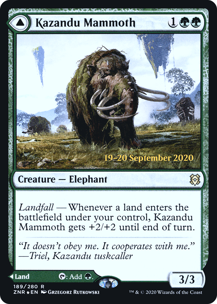 Kazandu Mammoth // Kazandu Valley (PRE-189S) - Zendikar Rising Promos (Prerelease) Foil