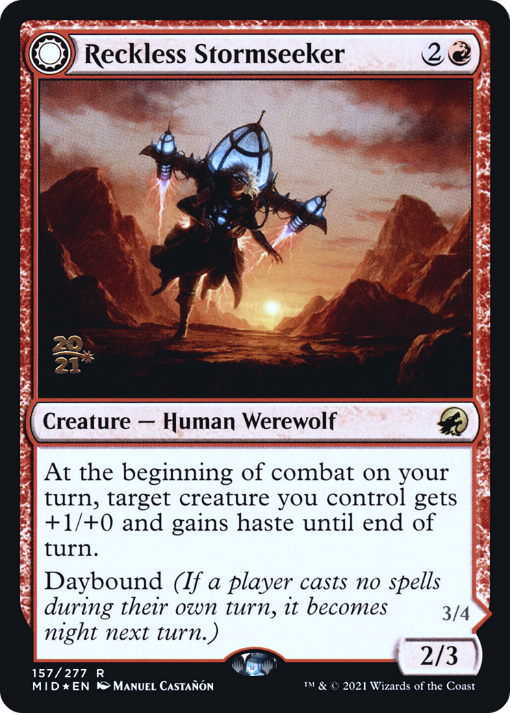 Reckless Stormseeker // Storm-Charged Slasher (PRE-157S) - Innistrad: Midnight Hunt Promos: (Double Faced Transform) (Prerelease) Foil