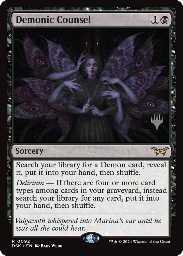 Demonic Counsel (PPDSK-092) - Duskmourn: House of Horror Promos (Promo Pack) Foil