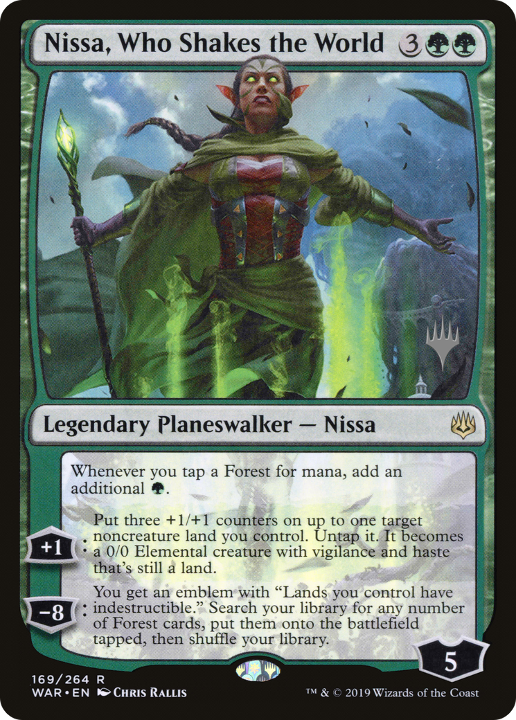 Nissa, Who Shakes the World (PPELD-169P) - War of the Spark Promos (Promo Pack)