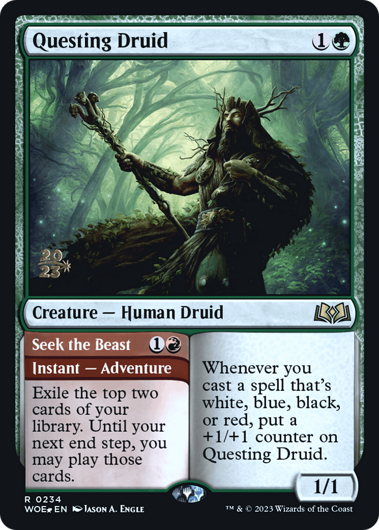 Questing Druid // Seek the Beast (PRE-234S) - Wilds of Eldraine Promos (Prerelease) Foil