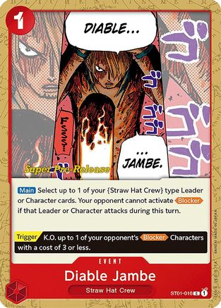 (ST01-016) Diable Jambe - Super Pre-Release Starter Deck 1: Straw Hat Crew Normal