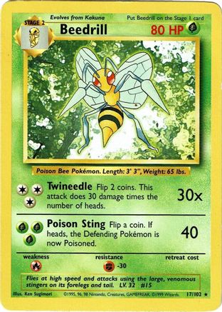 Beedrill - 017/102 - Base Set Normal - Rare