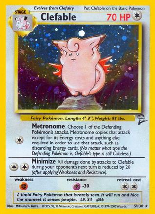 Clefable - 005/130 - Base Set 2 Holofoil - Holo Rare