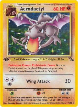 Aerodactyl 001/062 - Fossil 1st Edition Holofoil - Holo Rare