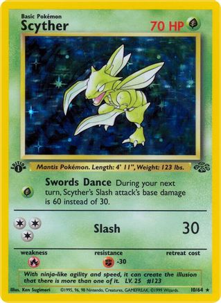 Scyther 010/064 - Jungle 1st Edition Holofoil - Holo Rare