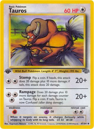 Tauros 047/064 - Jungle 1st Edition - Uncommon