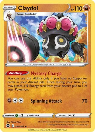 Claydol 094/195 - SWSH12 Silver Tempest Reverse Holofoil - Uncommon