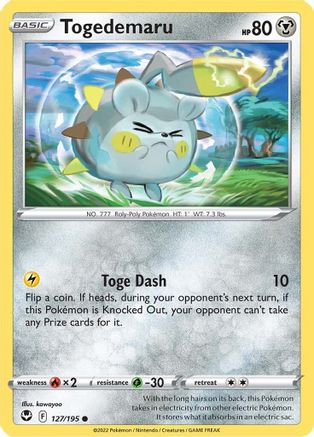 Togedemaru 127/195 - SWSH12 Silver Tempest Reverse Holofoil - Common