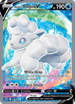Alolan Vulpix V (Full Art) 173/195 - SWSH12 Silver Tempest Holofoil - Ultra Rare