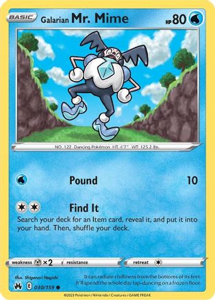 Galarian Mr. Mime - 030/159 - Crown Zenith Reverse Holofoil