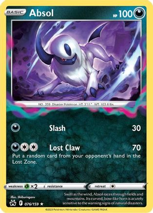 Absol - 076/159 - Crown Zenith Reverse Holofoil - Holo Rare