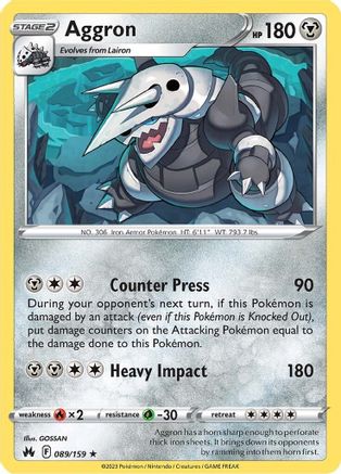 Aggron - 089/159 - Crown Zenith Holofoil - Holo Rare