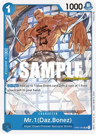 (OP02-063) Mr.1 (Daz.Bonez) - Paramount War Pre-Release Cards Normal