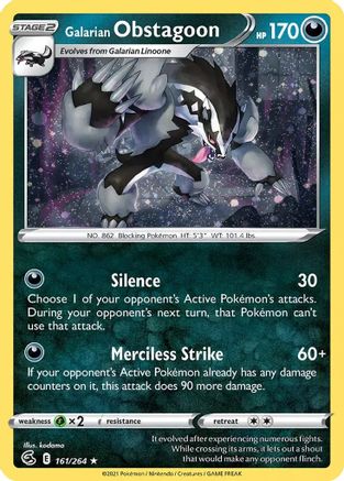 Galarian Obstagoon (Cosmos Holo) (161/264) - Miscellaneous Cards & Products Holofoil - Holo Rare