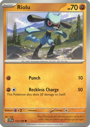 Riolu (113/198) - SV01 Scarlet & Violet Base Set - Common