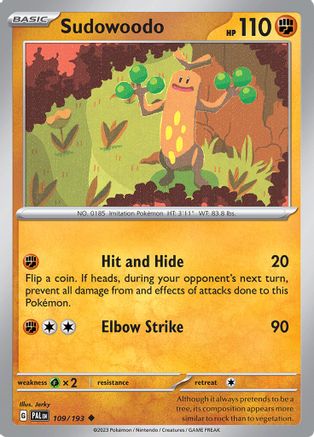 Sudowoodo (109/193) - SV02 Paldea Evolved Reverse Holofoil - Uncommon