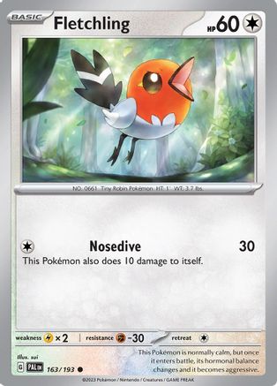Fletchling (163/193) - SV02 Paldea Evolved Reverse Holofoil - Common