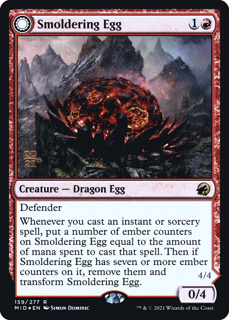 Smoldering Egg // Ashmouth Dragon (PRE-159S) - Innistrad: Midnight Hunt Promos: (Double Faced Transform) (Prerelease) Foil