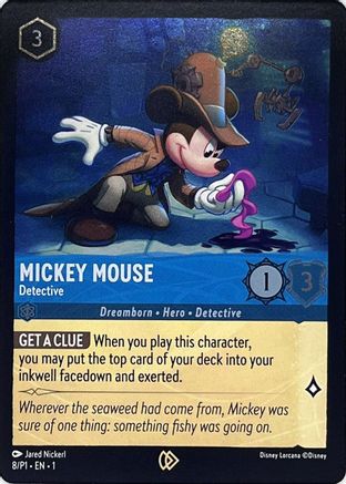 (008) Mickey Mouse - Detective - Disney Lorcana Promo Cards Cold Foil