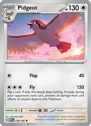 Pidgeot (18/165) - SV Scarlet & Violet 151 Reverse Holofoil - Uncommon