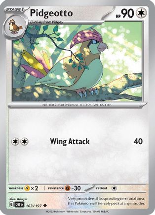 Pidgeotto (163/197) - SV03 Obsidian Flames - Uncommon