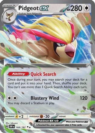 Pidgeot ex (164/197) - SV03 Obsidian Flames Holofoil - Double Rare