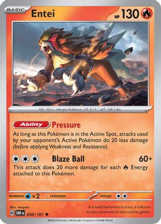 Entei - 030/197 - SV03 Obsidian Flames Holofoil