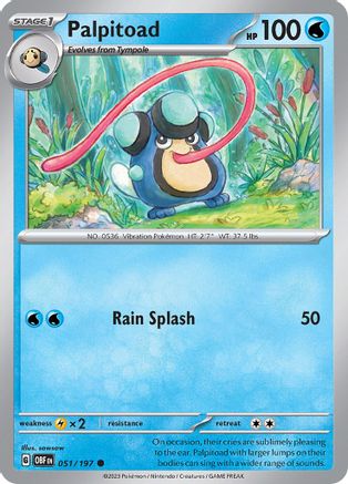 Palpitoad (51/197) - SV03 Obsidian Flames Reverse Holofoil - Common