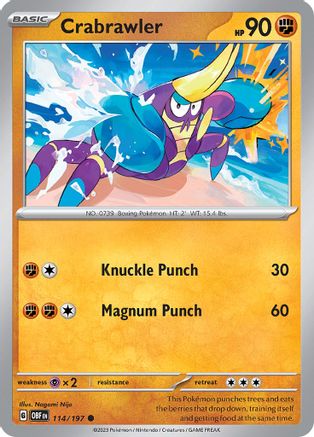 Crabrawler (114/197) - SV03 Obsidian Flames Reverse Holofoil - Common
