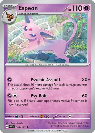 Espeon - 086/197 - SV03 Obsidian Flames Reverse Holofoil