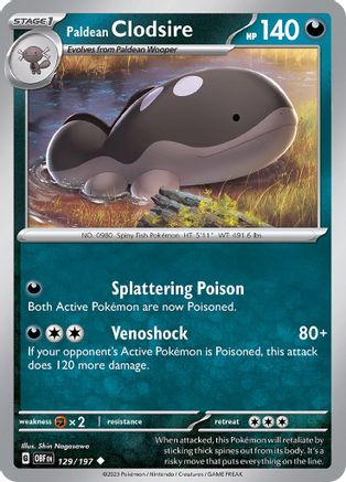 Paldean Clodsire (129/197) - SV03 Obsidian Flames - Uncommon
