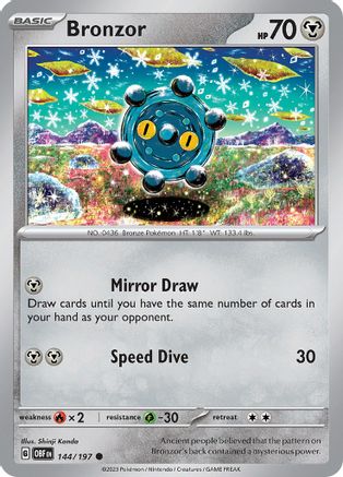 Bronzor (144/197) - SV03 Obsidian Flames Reverse Holofoil - Common