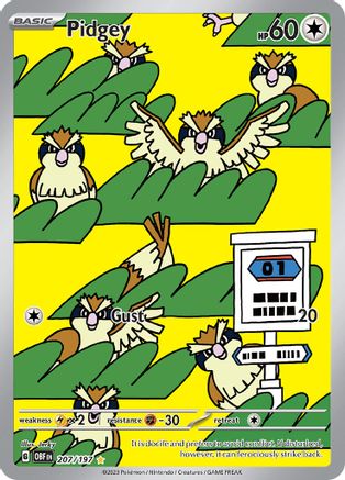 Pidgey (207/197) - SV03 Obsidian Flames Holofoil - Illustration Rare
