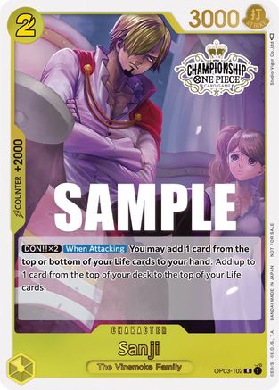 (OP03-102) Sanji (Store Championship Participation Pack Vol. 2) - One Piece Promotion Cards Foil