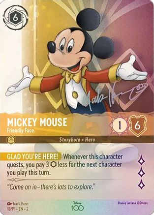 (18) Mickey Mouse - Friendly Face (Alternate Art) - Disney100 Promos Holofoil