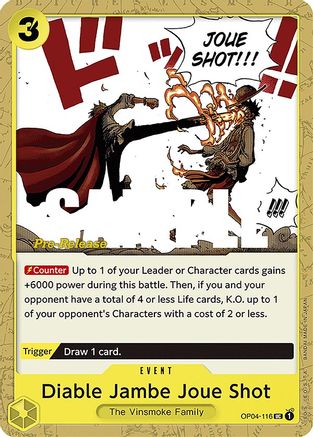 (OP04-116) Diable Jambe Joue Shot - Kingdoms of Intrigue Pre-Release Cards Normal