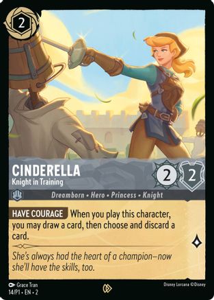 (014) Cinderella - Knight in Training - Disney Lorcana Promo Cards Cold Foil