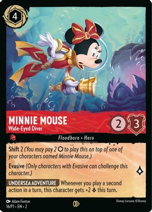 (016) Minnie Mouse - Wide-Eyed Diver - Disney Lorcana Promo Cards Cold Foil