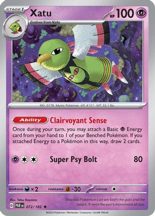 Xatu (72/182) - SV04 Paradox Rift Reverse Holofoil - Rare
