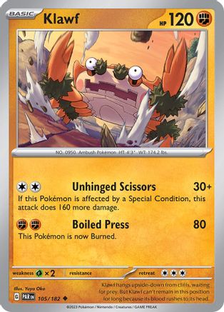 Klawf (105/182) - SV04 Paradox Rift Reverse Holofoil - Uncommon